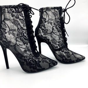 Lemon-Drop by Privileged Black Lace Booties